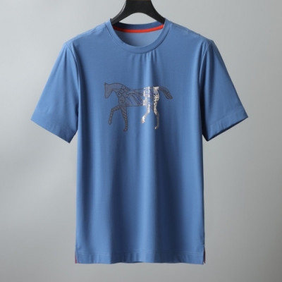 [에르메스]Hermes 2021 Mens Crew-neck Short Sleeved Tshirts - 에르메스 2021 남성 크루넥 반팔티 Her0594x.Size(m - 3xl).블루