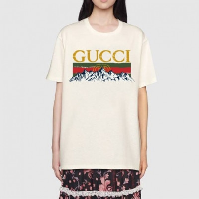 [매장판]Gucci 2021 Mm/Wm Logo Short Sleeved Tshirts - 구찌 2021 남/녀 로고 반팔티 Guc03445x.Size(s - l).아이보리