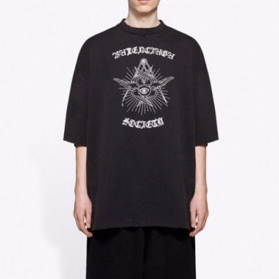 [발렌시아가]Balenciaga 2021 Mm/Wm Logo Cotton Short Sleeved Tshirts - 발렌시아가 2021 남/녀 로고 코튼 반팔티 Bal0950x.Size(s - l).블랙