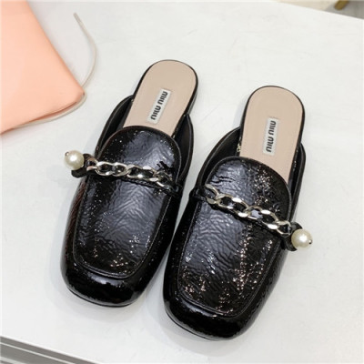 Miumiu 2021 Women's Leather Slipper - 미우미우 2021 여성용 레더 슬리퍼,Size(225-250),MIUS0083,블랙