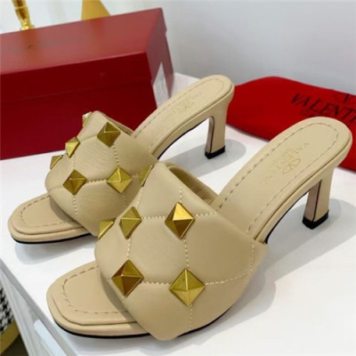 Valentino 2021 Women's Leather High Heel Slipper - 발렌티노 2021 여성용 레더 하이힐 슬리퍼,Size(225-250),VTS0320,베이지