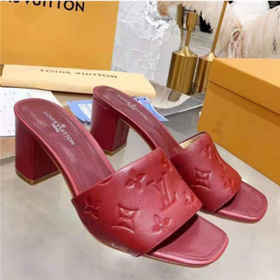 Louis Vuitton 2021 Women's Leather High Heel Slipper - 루이비통 2021 여성용 레더 하이힐 슬리퍼 ,Size(225-250),LOUS1839,레드