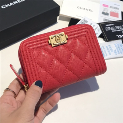 Chanel 2021 Women's Boy Coin purse/Card purse,11.5cm - 샤넬 2021 여성용 보이 코인퍼스/카드퍼스,11.5cm,CHAW0098,레드