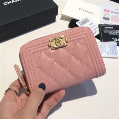 Chanel 2021 Women's Boy Coin purse/Card purse,11.5cm - 샤넬 2021 여성용 보이 코인퍼스/카드퍼스,11.5cm,CHAW0102,핑크