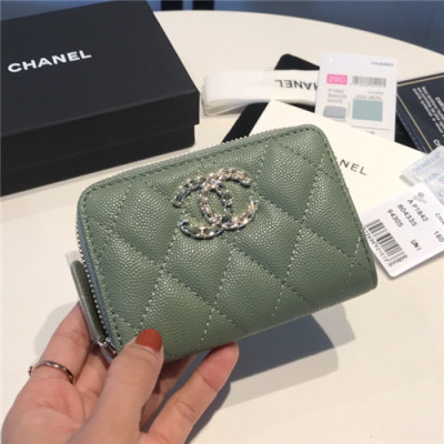 Chanel 2021 Women's Leather Coin purse/Card purse,11.5cm - 샤넬 2021 여성용 레더 코인퍼스/카드퍼스,11.5cm,CHAW0110,그린