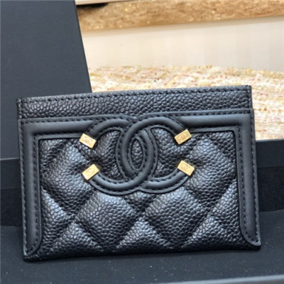 Chanel 2021 Women's Leather Card purse,11cm - 샤넬 2021 여성용 레더 카드퍼스,11cm,CHAW0115,블랙