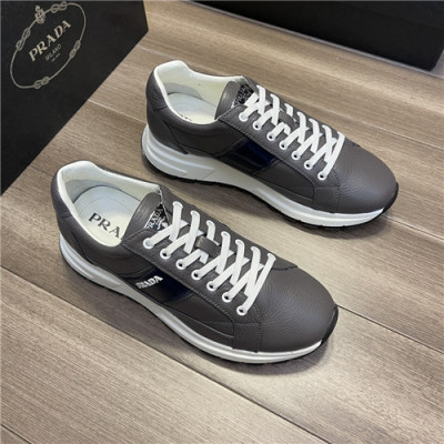 Prada 2021 Men's Leather Sneakers - 프라다 2021 남성용 레더 스니커즈,Size(240-270),PRAS0739,그레이