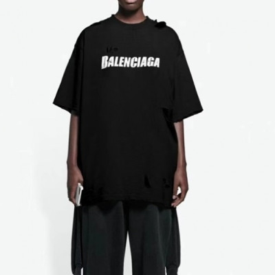 [발렌시아가]Balenciaga 2021 Mm/Wm Logo Cotton Short Sleeved Tshirts - 발렌시아가 2021 남/녀 로고 코튼 반팔티 Bal0965x.Size(xs - l).블랙