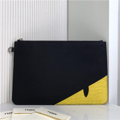 [펜디]Fendi 2021 Men's Leather Clutch Bag,30cm - 펜디 2021 남성용 레더 클러치백,30cm,FENB0648,블랙