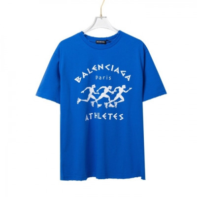 [발렌시아가]Balenciaga 2021 Mm/Wm Logo Cotton Short Sleeved Tshirts - 발렌시아가 2021 남/녀 로고 코튼 반팔티 Bal0986x.Size(xs - l).블루