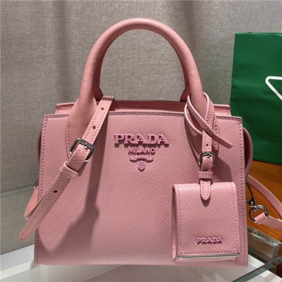 [프라다]Prada 2021 Monochrome Safiano Leather Tote Shoulder Bag,22cm - 프라다 2021 모노크롬 사피아노 토트 숄더백,22cm,PRAB0349,핑크