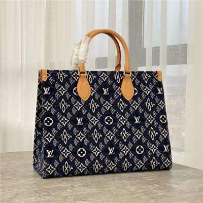 [루이비통]Louis Vuitton 2021 Denim Onthego Tote Bag,35cm - 루이비통 2021 데님 온더고 토트백,35cm,LOUB2299,네이비