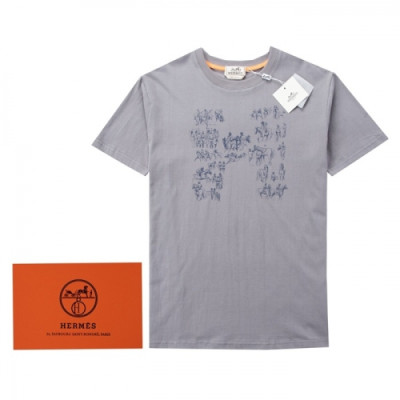 [에르메스]Hermes 2021 Mens Crew-neck Short Sleeved Tshirts - 에르메스 2021 남성 크루넥 반팔티 Her0613x.Size(s - xl).그레이