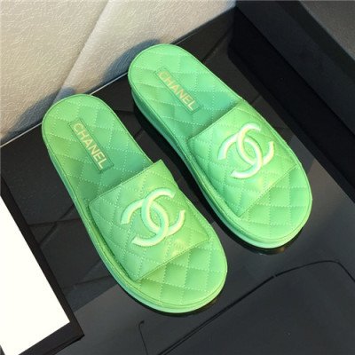 Chanel 2021 CC Logo Leather Slipper - 샤넬 2021 CC로고 레더 슬리퍼,Size(225-250),CHAS0589,그린