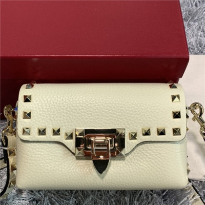 [발렌티노]Valentino 2021 Lockstead Shoulder Bag,16.5cm - 발렌티노 2021 락스터드 숄더백,16.5cm,VTB1074,화이트