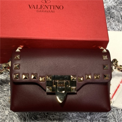 [발렌티노]Valentino 2021 Lockstead Shoulder Bag,16.5cm - 발렌티노 2021 락스터드 숄더백,16.5cm,VTB1079,와인