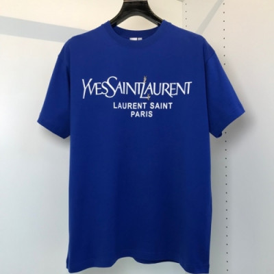 [입생로랑]Saint Laurent 2021 Mens Logo Cotton Short Sleeved Tshirs - 입생로랑 2021 남성 로고 코튼 반팔티 Ysl0115x.Size(s - l).블루