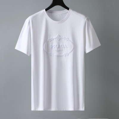 [프라다]Prada 2021 Mm/Wm Basic Logo Short Sleeved Tshirts  - 프라다 2021 남/녀 베이직 로고 반팔티 Pra02221x.Size(m - 3xl).화이트