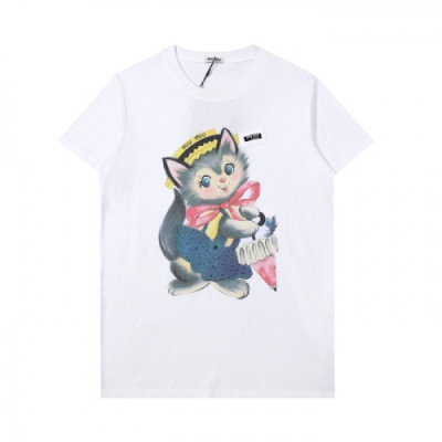 Miumiu 2020 Ladies Cotton Short Sleeved Tshirts - 미우미우 2020 여성 코튼 반팔티 Miu0214x.Size(s - l).화이트