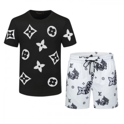 Louis vuitton 2021 Mens Casual Logo Training Short Sleeved Clothes&Half Pants Black - 루이비통 2021 남성 캐쥬얼 로고 반팔 트레이닝복&반바지 Lou02782x Size(m - 3xl) 블랙