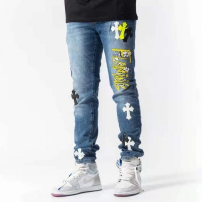 [베스트]Chrom Hearts 2021 Mens Casual Denim Jeans Blue - 크롬하츠 20201남성 캐쥬얼 데님 청바지 Chr0339x Size(29 - 40) 블루