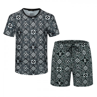 Louis vuitton 2021 Mens Casual Logo Training Short Sleeved Clothes&Half Pants Black - 루이비통 2021 남성 캐쥬얼 로고 반팔 트레이닝복&반바지 Lou02786x Size(m - 3xl) 블랙