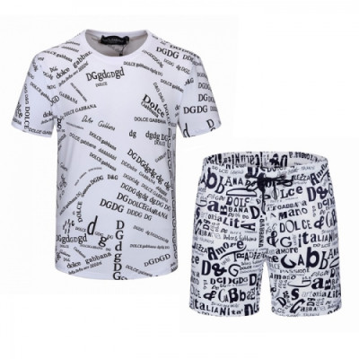 Dolce&Gabbana 2021 Mens Casual Training Short Sleeved Clothes&Half Pants White - 돌체앤가바나 2021 남성 캐쥬얼 트레이닝 반팔티&반바지 Dol0317x Size(m - 3xl) 화이트