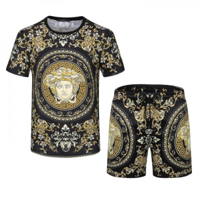 [럭셔리]Versace 2021 Mens Medusa Silket Training Short Sleeved Clothes&Half Pants - 베르사체 2021 남성 메두사 실켓 반팔 트레이닝복&반바지 Ver0818x Size(m - 3xl) 블랙