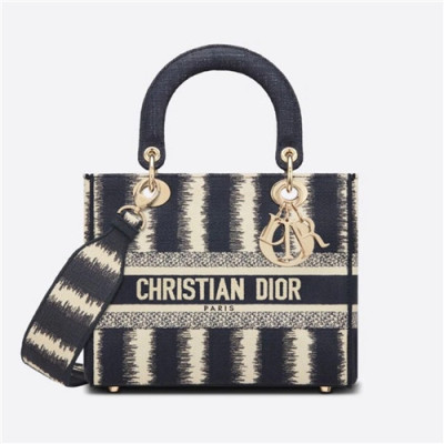 [럭셔리한]Dior 2021 Canvas Embroidery Medium Lady D-Lite Tote Bag/Cross Bag,24cm,DIOB0654 - 디올 2021 캔버스 임브로이더리 미디엄 토트백/크로스백,24cm,블랙