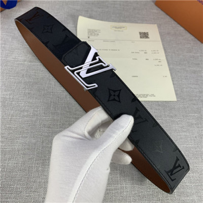 Louie Vuitton 2021 Men's Leather Belt,4.0cm,LOUBT0183 - 루이비통 2021 남성용 레더 벨트,4.0cm,블랙