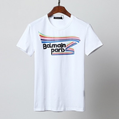 Balmain  Mens Logo Cotton Short Sleeved Tshirs White - 발망 2021 남성 로고 코튼 반팔티 Bam0132x Size(m - 3xl) 화이트