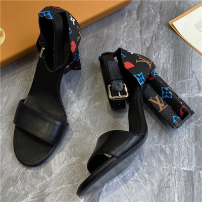 [매장판]Louis Vuitton 2021 Women's Leather High Heel Sandal,LOUS1986 - 루이비통 2021 여성용 레더 하이힐 샌들,Size(225-250),블랙