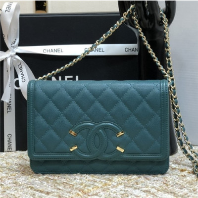 Chanel 2021 Women's Leather Chain Shoulder Bag,19.5cm,CHAB1659 - 샤넬 2021 여성용 레더 체인 숄더백,19.5cm,블루