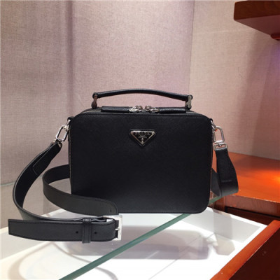 Prada 2021 Men's Leather Tote Bag/Shoulder Bag,22cm,2VH069,PRAB0379 - 프라다 2021 남성용 레더 토트 숄더백,22cm,블랙