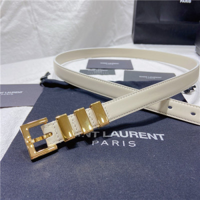 Saint Laurent 2021 Women's Leather Belt,2.0cm,YSLBT0029 - 입생로랑 2021 여성용 레더 벨트,2.0cm,화이트