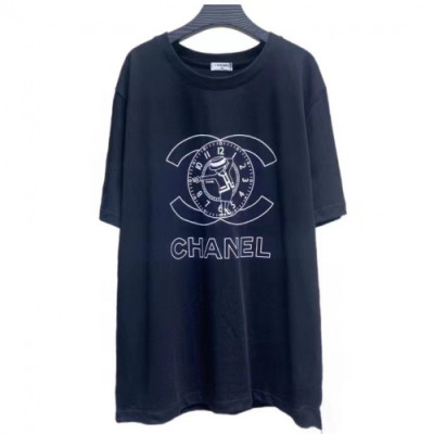 Chanel 2021 Mm/Wm 'CC' Logo Cotton Short Sleeved Tshirts White - 샤넬 2021 남/녀 'CC'로고 코튼 반팔티 Cnl0684x Size(s - xl) 블랙