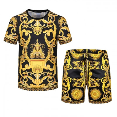 [럭셔리]Versace 2021 Mens Medusa Silket Training Short Sleeved Clothes&Half Pants Black - 베르사체 2021 남성 메두사 실켓 반팔 트레이닝복&반바지 Ver0824x Size(m - 3xl) 블랙