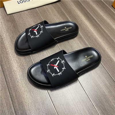 Louis Vuitton 2021 Men's Leather Slipper,LOUS1999 - 루이비통 2021 남성용 레더 슬리퍼,Size(240-270),블랙