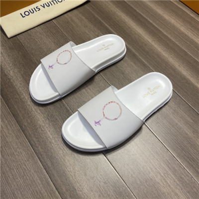 Louis Vuitton 2021 Men's Leather Slipper,LOUS2004 - 루이비통 2021 남성용 레더 슬리퍼,Size(240-270),화이트