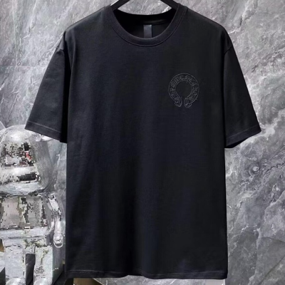 Chrome hearts  Mens Logo Casual Short Sleeved Tshirts Black - 크롬하츠 2024 남성 로고 캐쥬얼 반팔티 Chr0357x Size(s - xl) 블랙