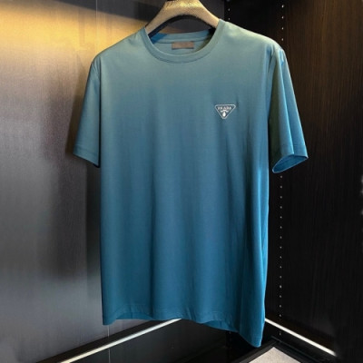 Prada  Mens Basic Logo Short Sleeved Tshirts Blue - 프라다 2021 남성 베이직 로고 폴로 반팔티 Pra02249x Size(m - 3xl) 블루