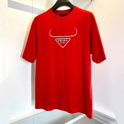 Prada  Mens Basic Logo Short Sleeved Tshirts Red - 프라다 2021 남성 베이직 로고 폴로 반팔티 Pra02254x Size(s - 2xl) 레드