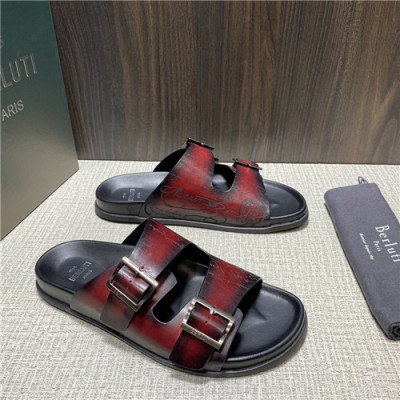 Berluti 2021 Men's Leather Mule,BERTS0236 - 벨루티 2021 남성용 레더 뮬,Size(240-270),레드