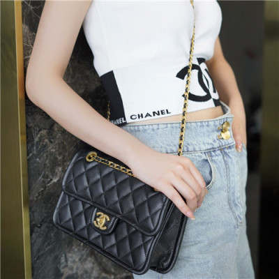 [모던한]Chanel 2021 Women's Leather Closs Bag/Shoulder Bag,25cm,CHAB1693 - 샤넬 2021 여성용 레더 크로스백/숄더백,25cm,블랙