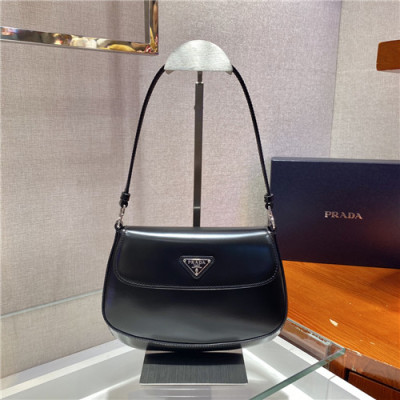 [유니크한]Prada 2021 Women's Leather Hobo Bag,23cm,1BD311,PRAB0421 - 프라다 2021 여성용 레더 호보백,23cm,블랙