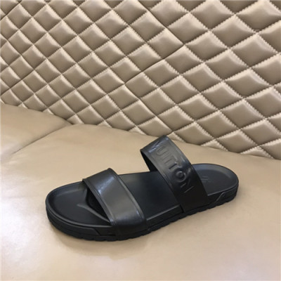 Louis Vuitton 2021 Men's Leather Slipper,LOUS2064 - 루이비통 2021 남성용 레더 슬리퍼,Size(240-270),블랙