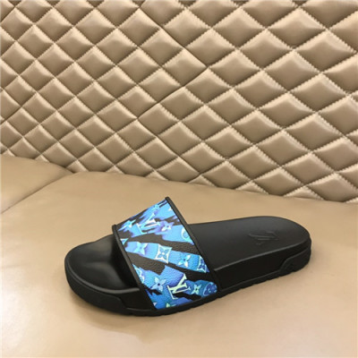 Louis Vuitton 2021 Men's Leather Slipper,LOUS2066 - 루이비통 2021 남성용 레더 슬리퍼,Size(240-270),블루