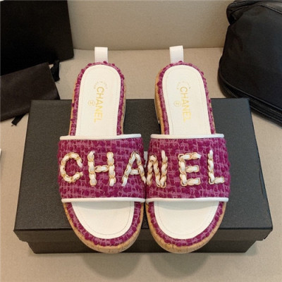 Chanel 2021 Women's Embroidery Slipper,CHAS0632 - 샤넬 2021 여성용 임브로이더리 슬리퍼,Size(225-250),핑크