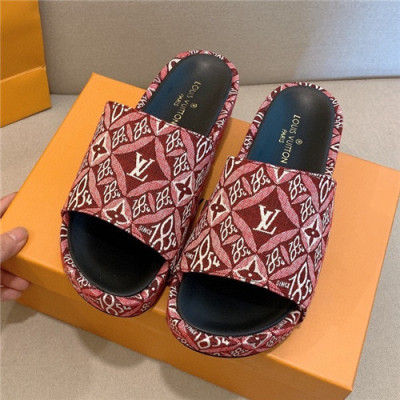 Louis Vuitton 2021 Women's Canvas Slipper,LOUS2073 - 루이비통 2021 여성용 캔버스 슬리퍼,Size(225-250),레드