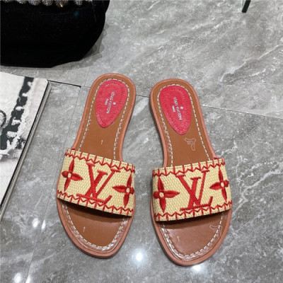 Louis Vuitton 2021 Women's Embroidery Slipper,LOUS2078 - 루이비통 2021 여성용 임브로이더리 슬리퍼,Size(225-250),베이지